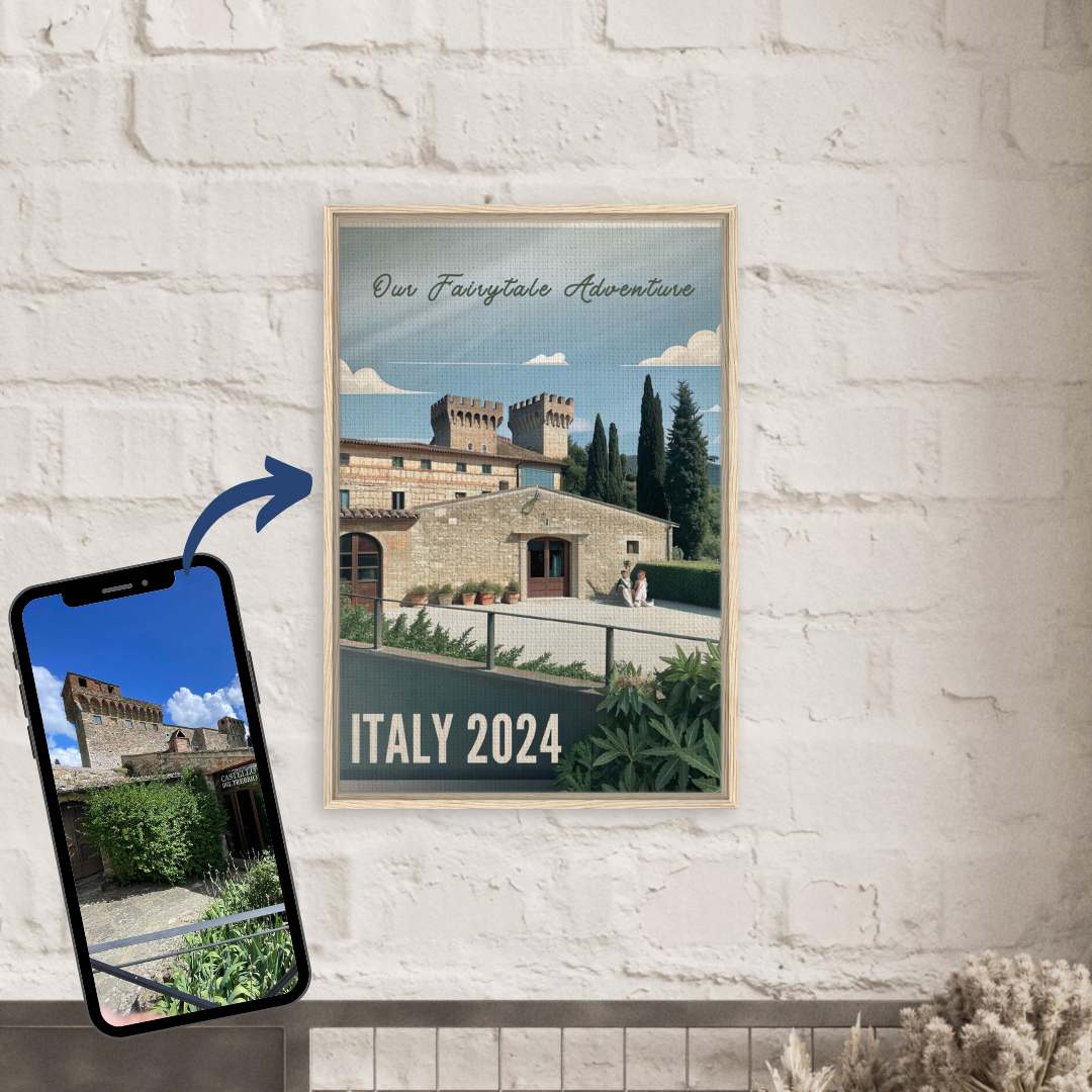 Minimalist Vintage Style Travel Poster from YOUR Photo Canvas Wall Art - Out of Office Outfitters - Print Material