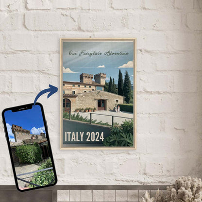 Minimalist Vintage Style Travel Poster from YOUR Photo Canvas Wall Art - Out of Office Outfitters - Print Material