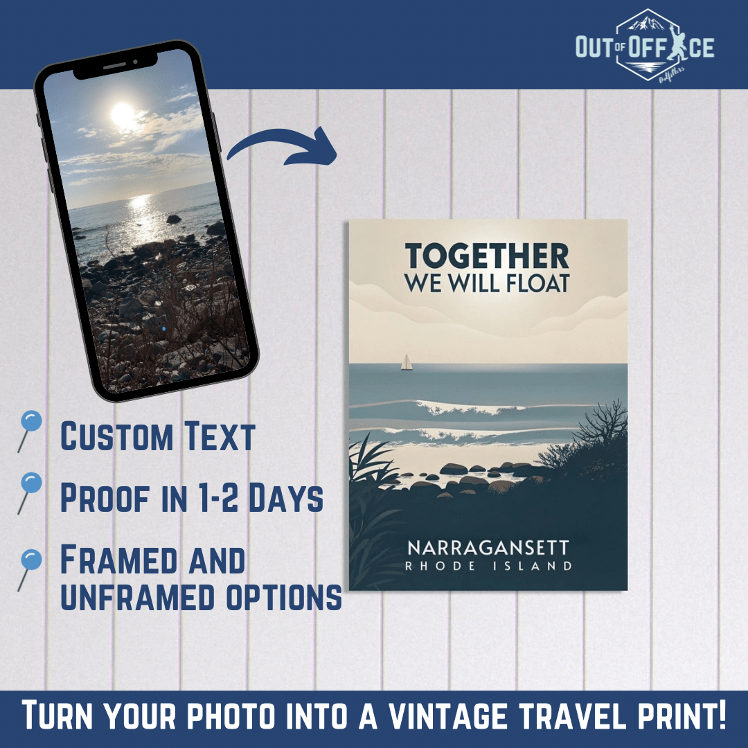 Minimalist Vintage Style Travel Poster from YOUR Photo Canvas Wall Art - Out of Office Outfitters - Print Material