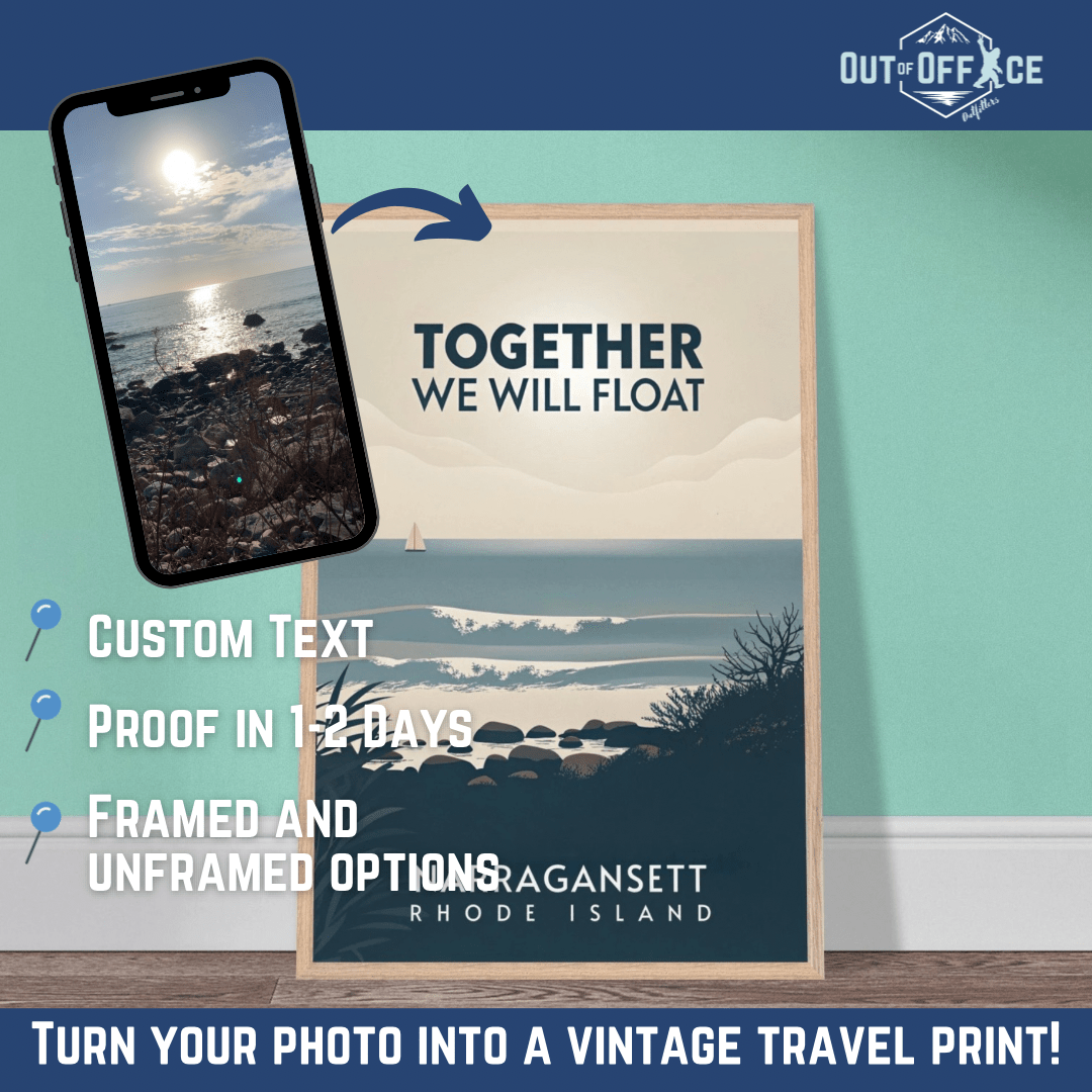 Minimalist Vintage Style Travel Poster from YOUR Photo Canvas Wall Art - Out of Office Outfitters - Print Material