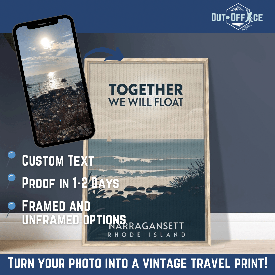 Minimalist Vintage Style Travel Poster from YOUR Photo Canvas Wall Art - Out of Office Outfitters - Print Material