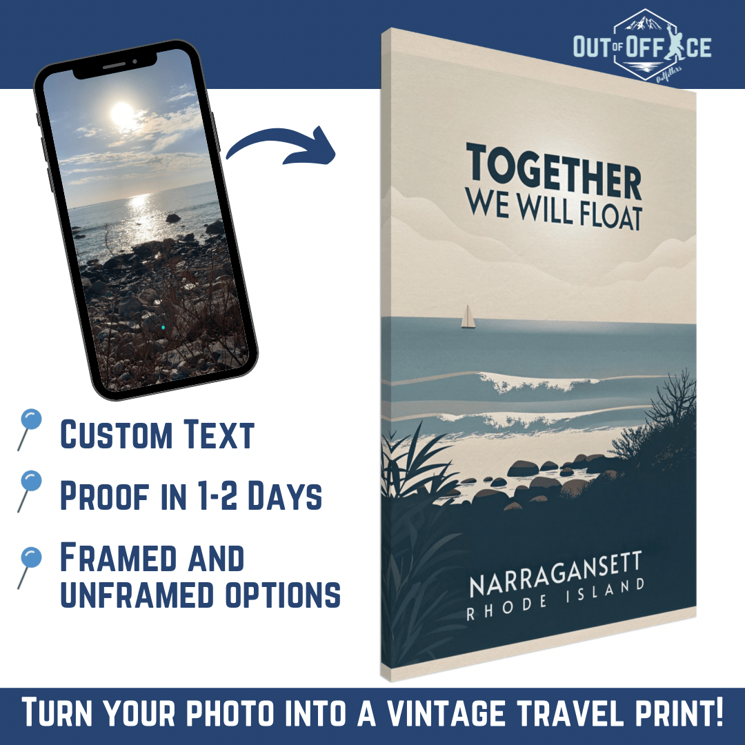 Minimalist Vintage Style Travel Poster from YOUR Photo Canvas Wall Art - Out of Office Outfitters - Print Material