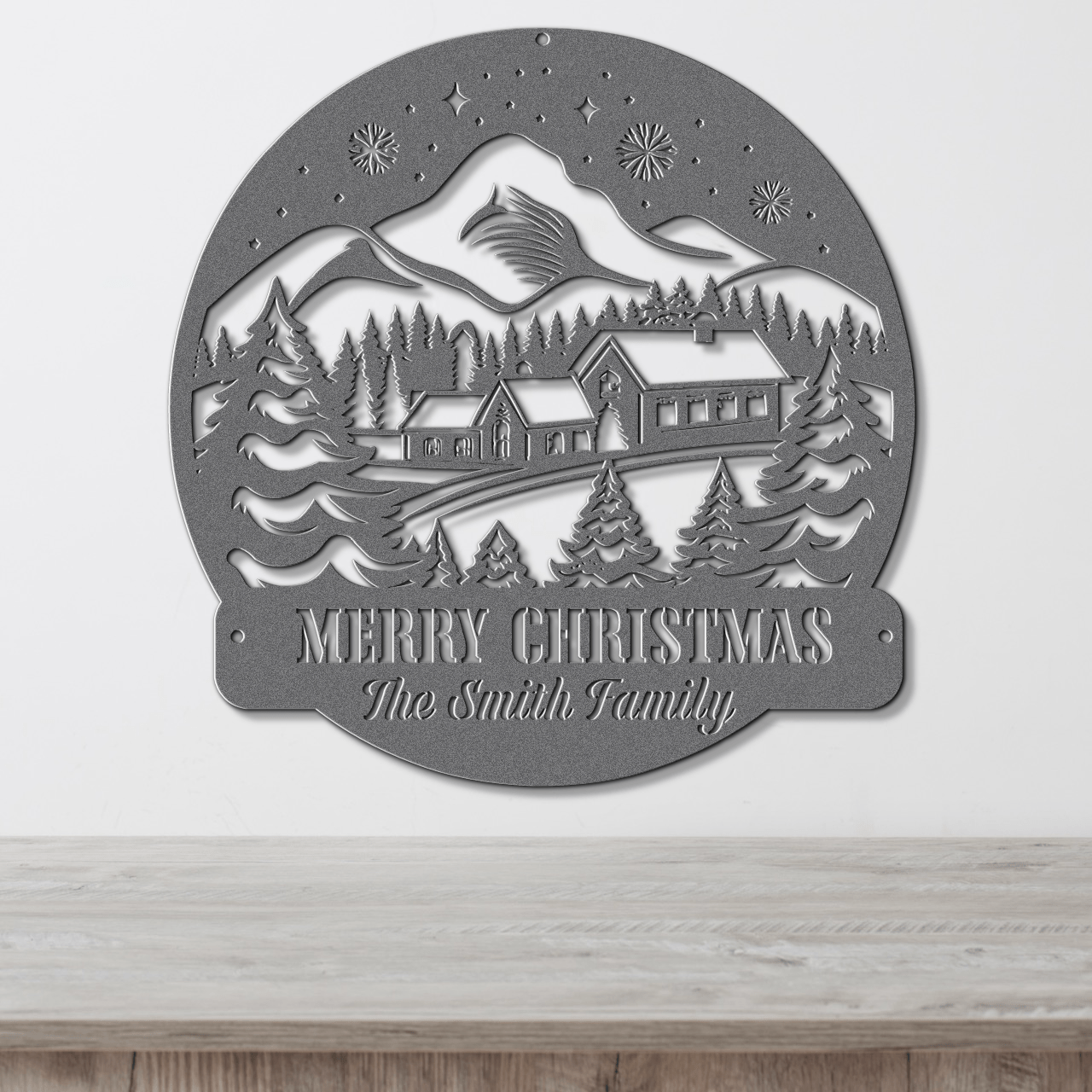 Mountain Getaway Christmas Card Display - Out of Office Outfitters - Die - Cut Sign
