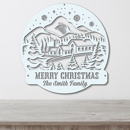 Mountain Getaway Christmas Card Display - Out of Office Outfitters - Die - Cut Sign