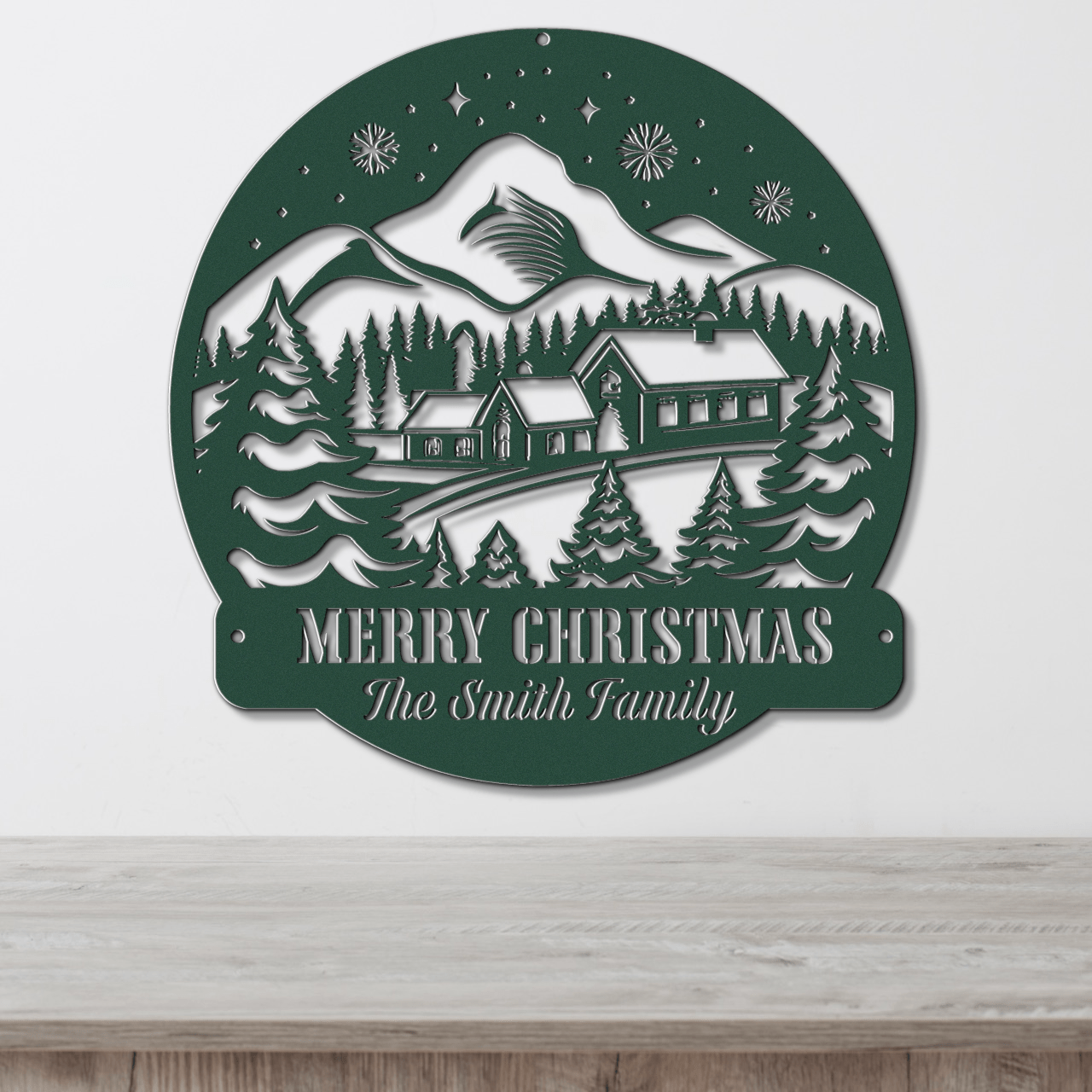 Mountain Getaway Christmas Card Display - Out of Office Outfitters - Die - Cut Sign