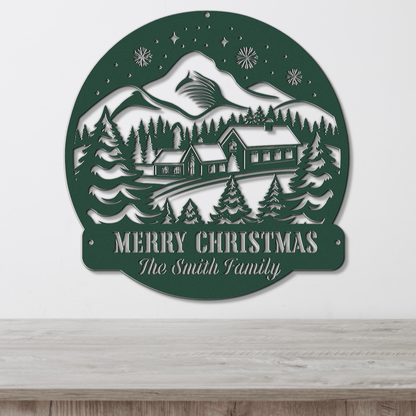 Mountain Getaway Christmas Card Display - Out of Office Outfitters - Die - Cut Sign