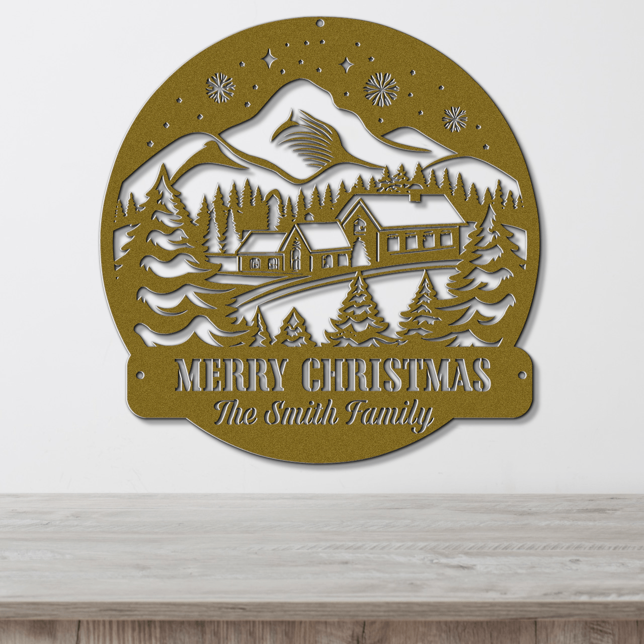 Mountain Getaway Christmas Card Display - Out of Office Outfitters - Die - Cut Sign