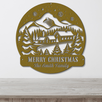 Mountain Getaway Christmas Card Display - Out of Office Outfitters - Die - Cut Sign