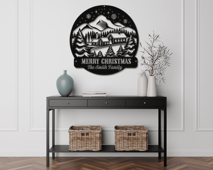 Mountain Getaway Christmas Card Display - Out of Office Outfitters - Die - Cut Sign