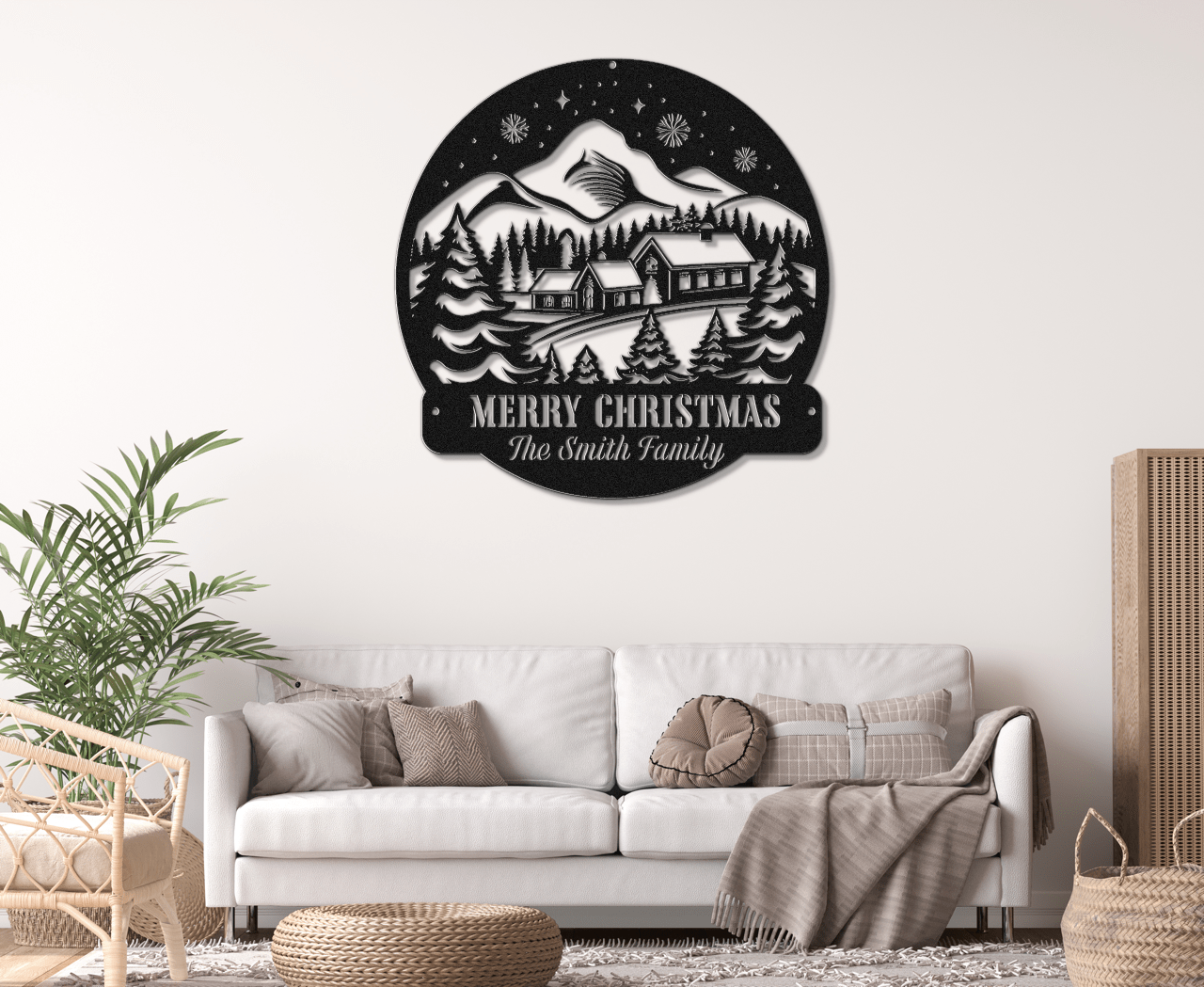 Mountain Getaway Christmas Card Display - Out of Office Outfitters - Die - Cut Sign