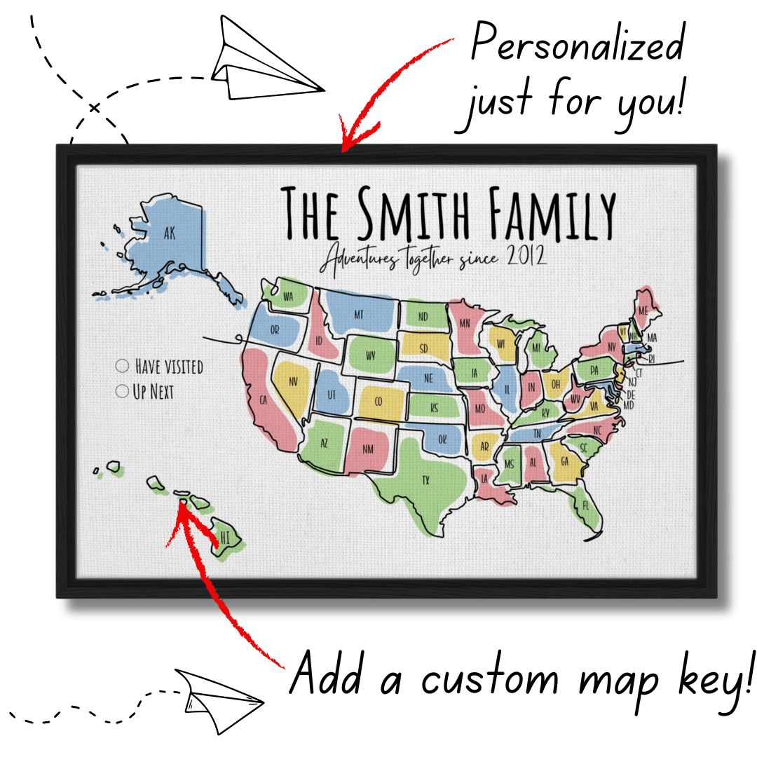 Multicolored United States Pin Map - Out of Office Outfitters - Print Material