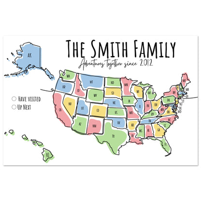 Multicolored United States Pin Map - Out of Office Outfitters - Print Material