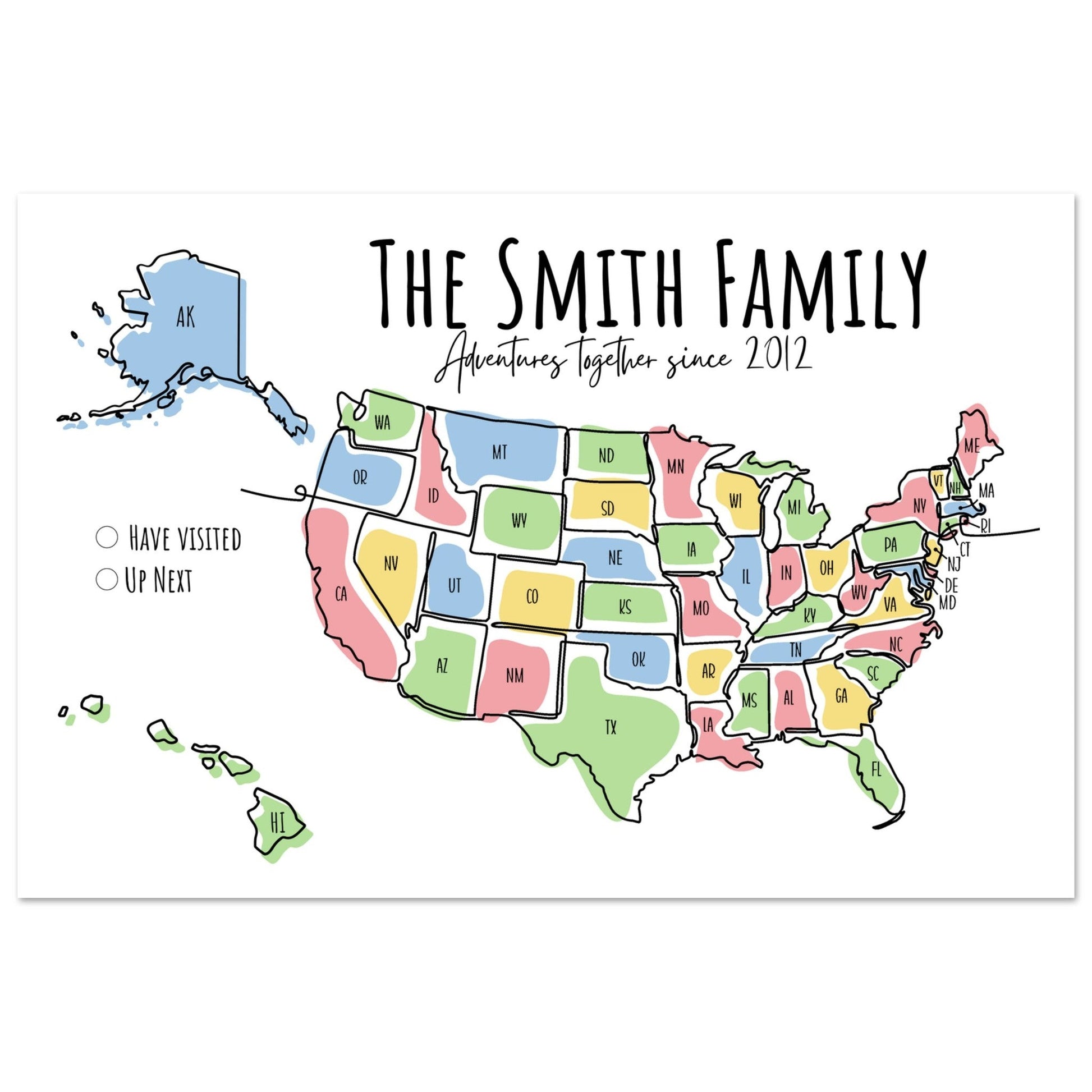 Multicolored United States Pin Map - Out of Office Outfitters - Print Material