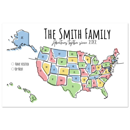 Multicolored United States Pin Map - Out of Office Outfitters - Print Material