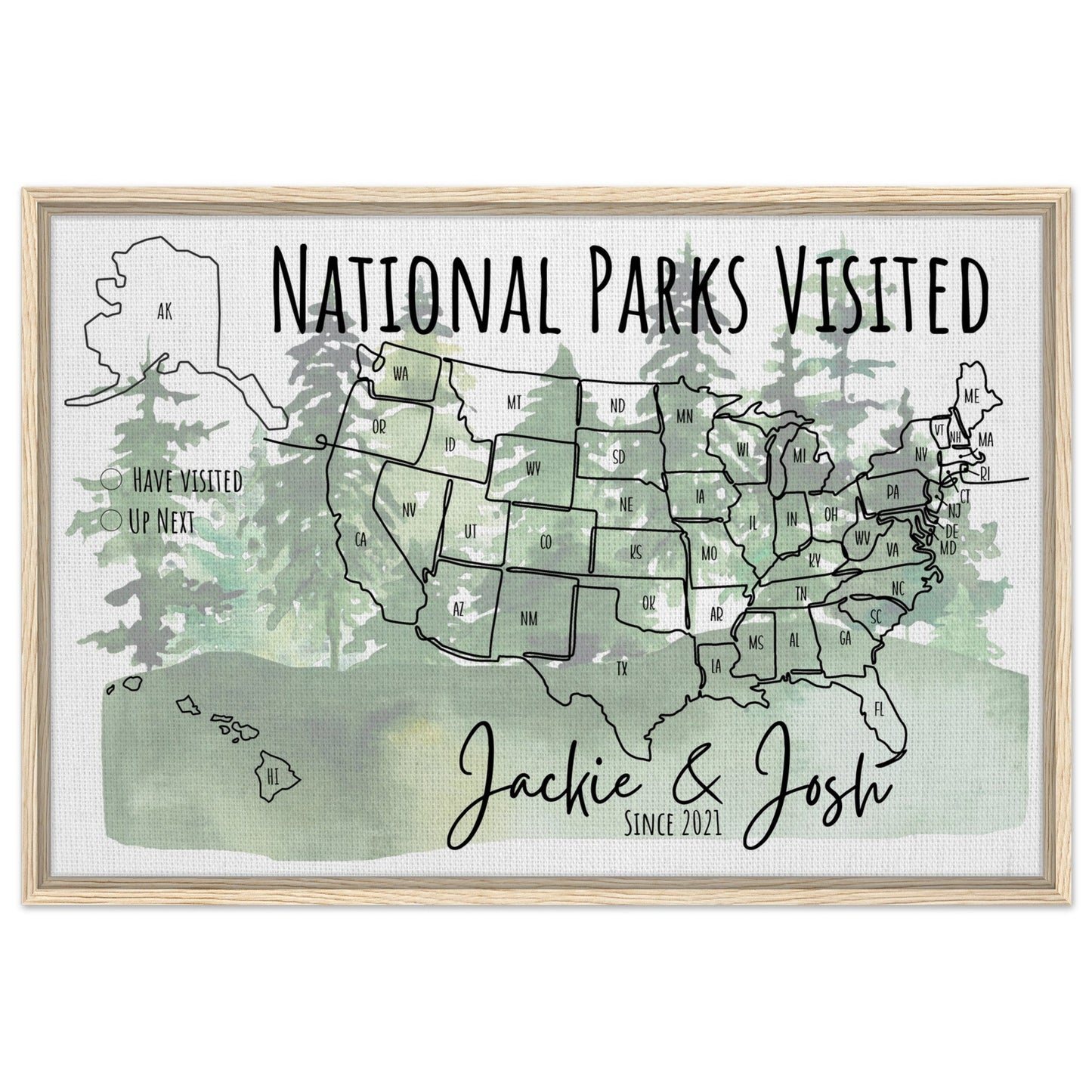 National Parks Visited Pin Map - Out of Office Outfitters - Print Material