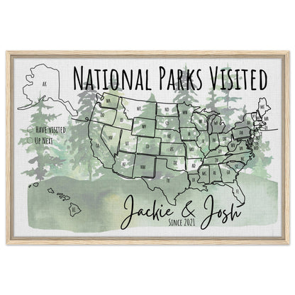 National Parks Visited Pin Map - Out of Office Outfitters - Print Material