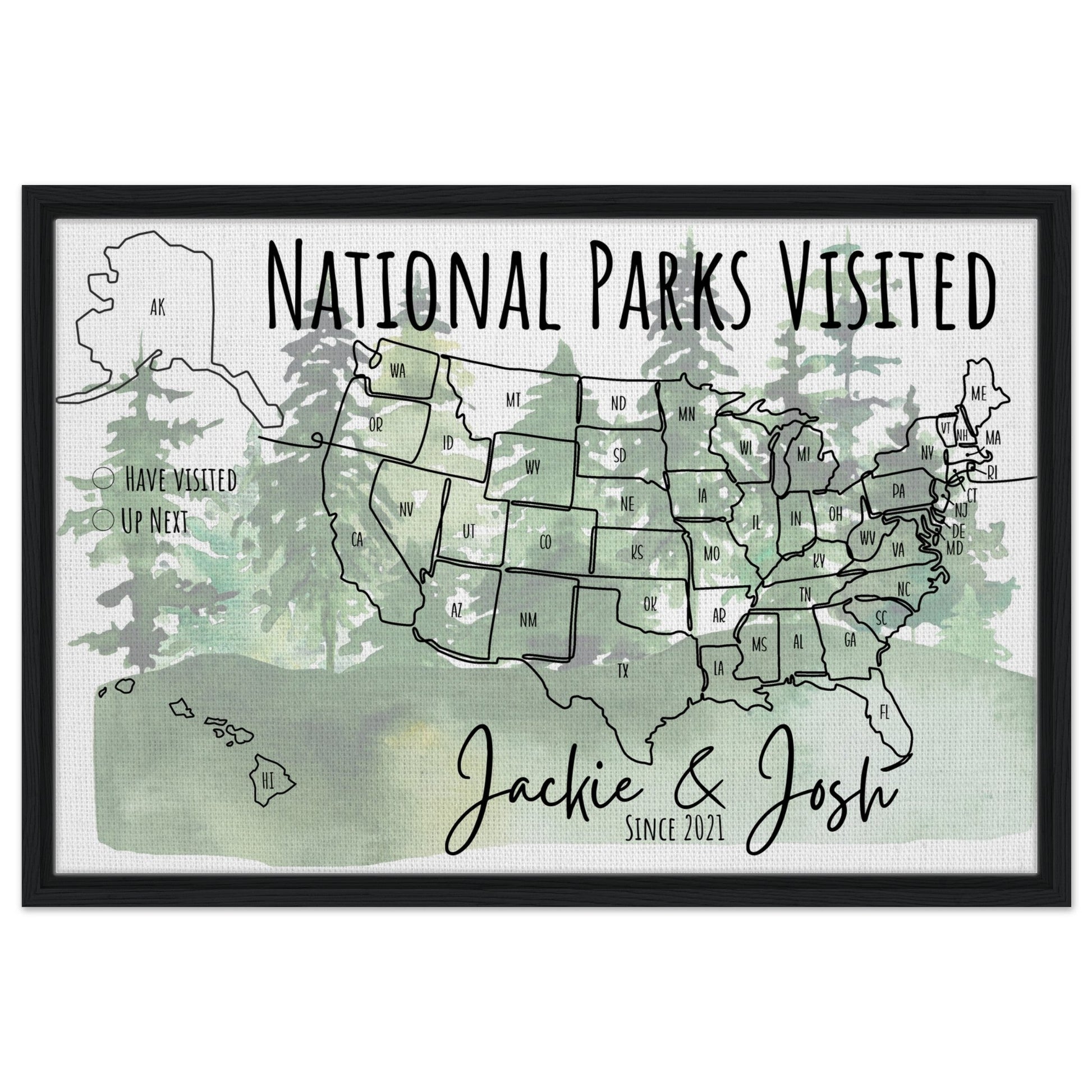National Parks Visited Pin Map - Out of Office Outfitters - Print Material