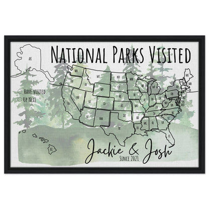 National Parks Visited Pin Map - Out of Office Outfitters - Print Material