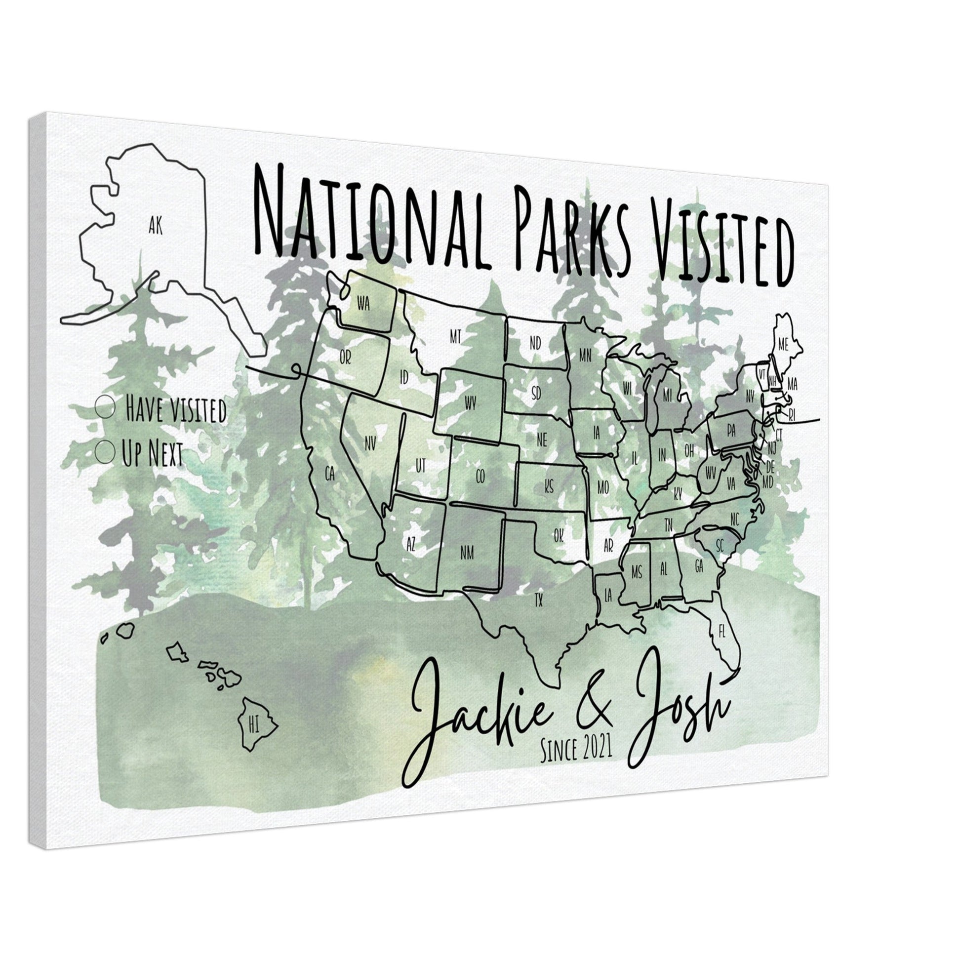 National Parks Visited Pin Map - Out of Office Outfitters - Print Material