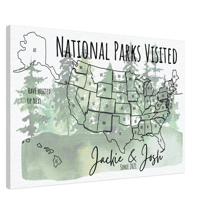 National Parks Visited Pin Map - Out of Office Outfitters - Print Material