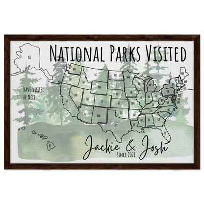 National Parks Visited Pin Map - Out of Office Outfitters - Print Material