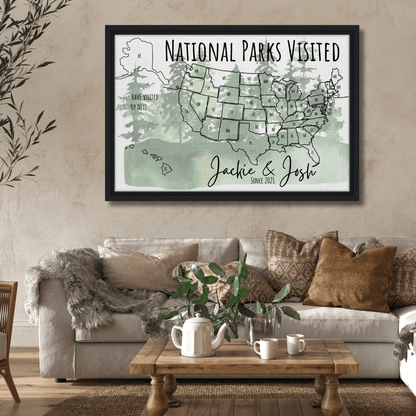 National Parks Visited Pin Map - Out of Office Outfitters - Print Material