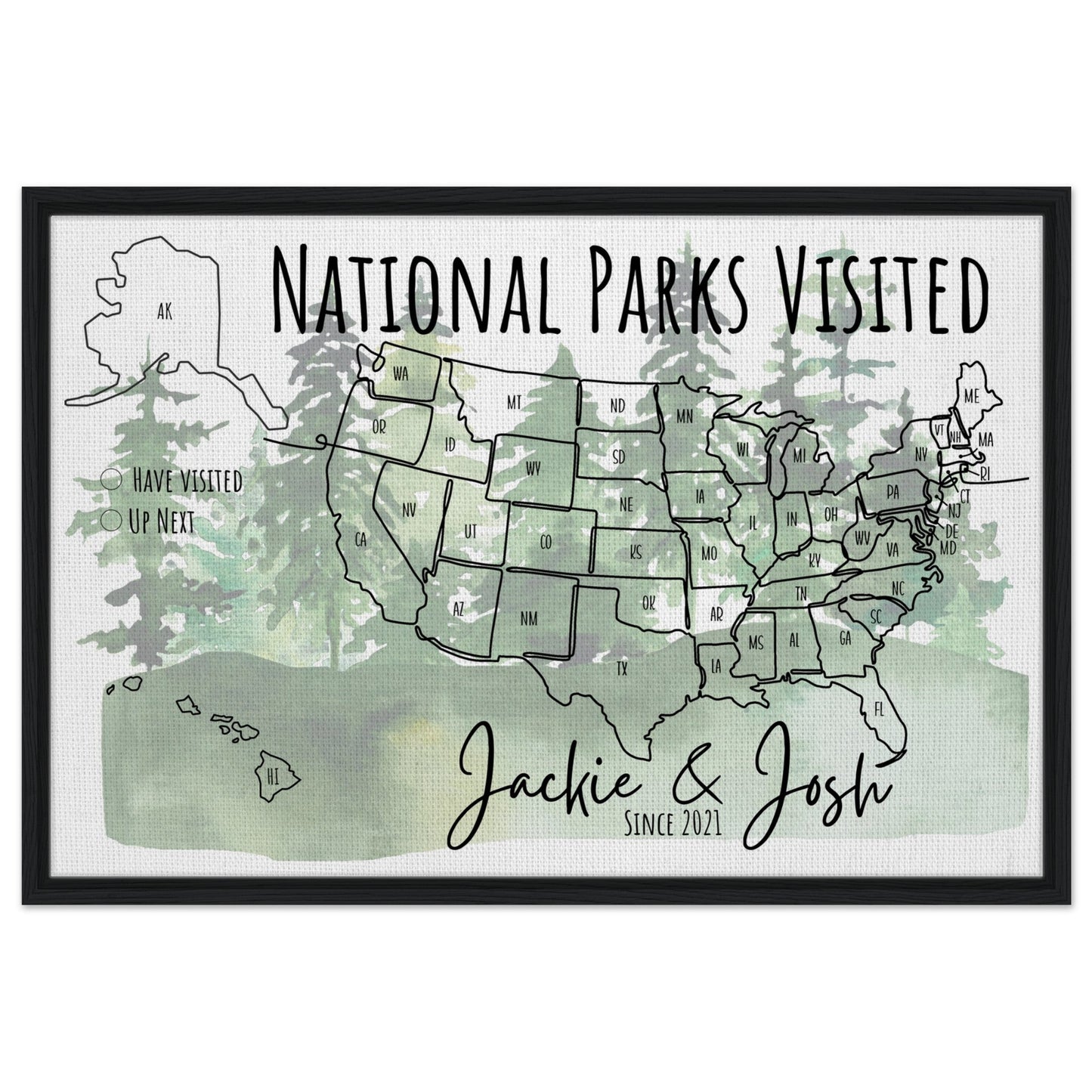 National Parks Visited Pin Map - Out of Office Outfitters - Print Material