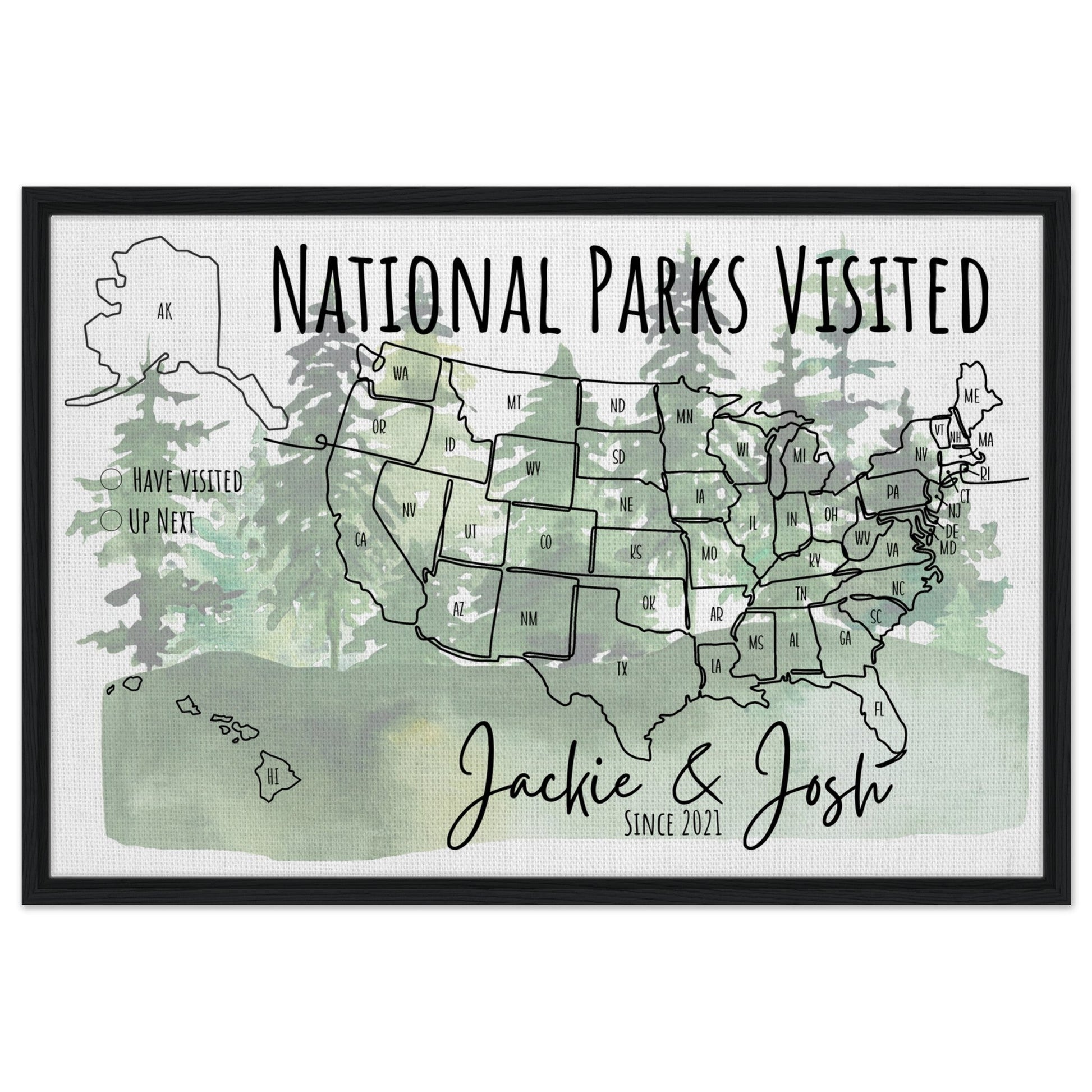 National Parks Visited Pin Map - Out of Office Outfitters - Print Material