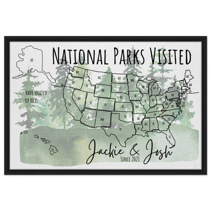 National Parks Visited Pin Map - Out of Office Outfitters - Print Material