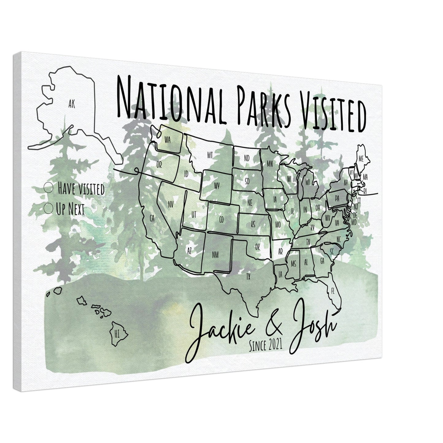 National Parks Visited Pin Map - Out of Office Outfitters - Print Material
