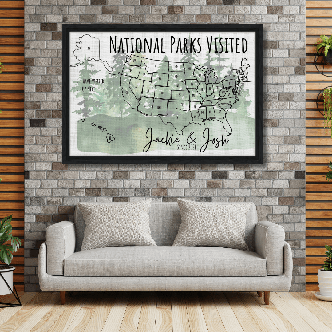 National Parks Visited Pin Map - Out of Office Outfitters - Print Material