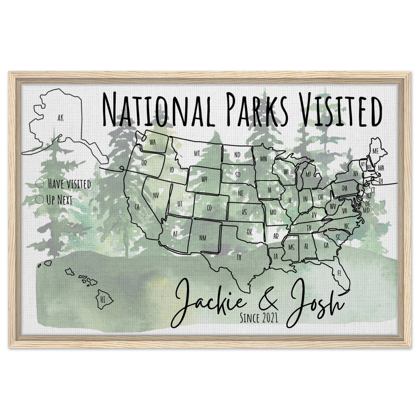 National Parks Visited Pin Map - Out of Office Outfitters - Print Material