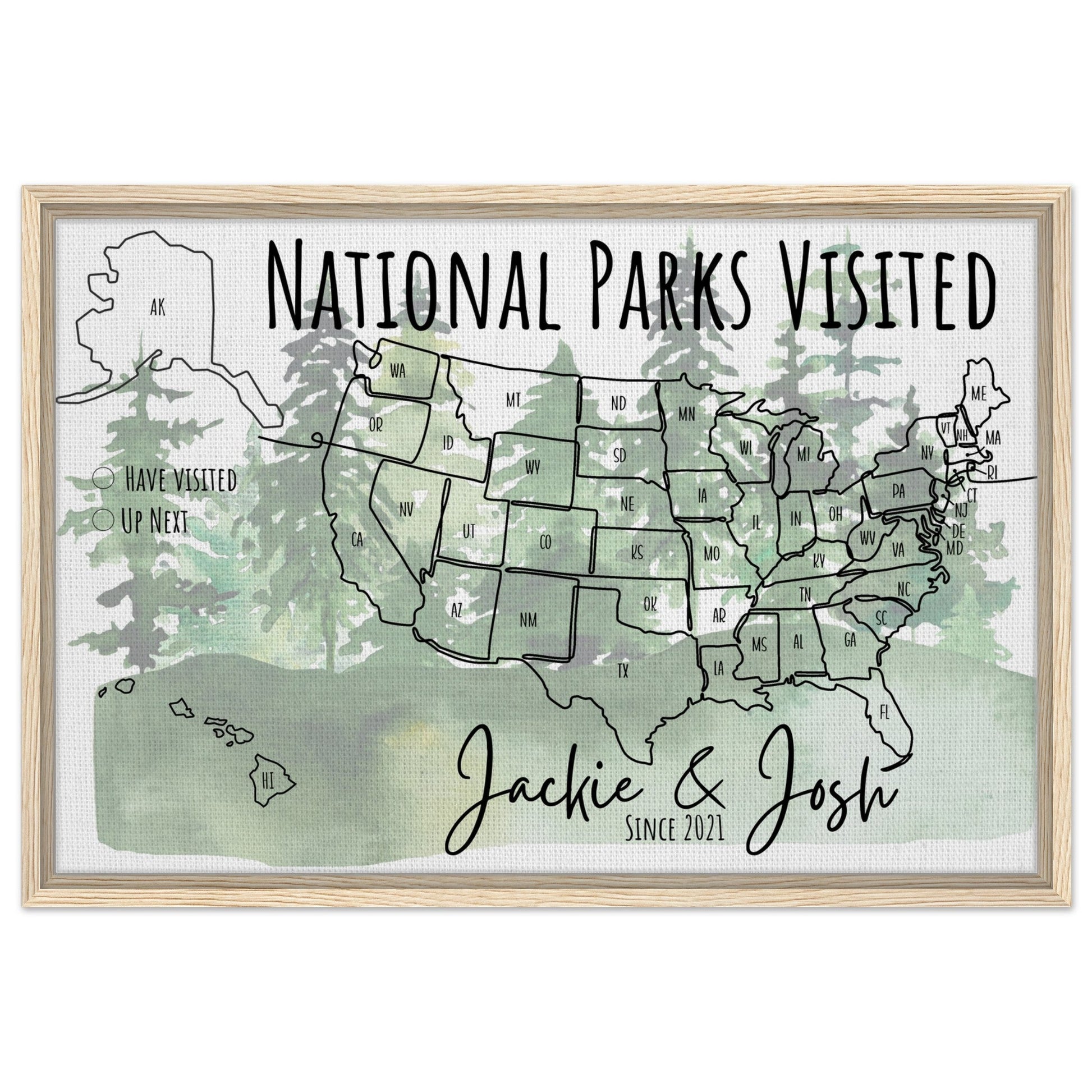 National Parks Visited Pin Map - Out of Office Outfitters - Print Material