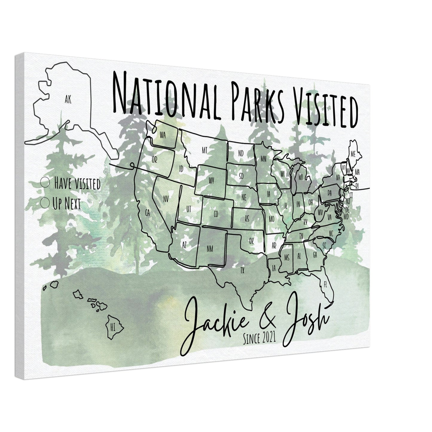 National Parks Visited Pin Map - Out of Office Outfitters - Print Material