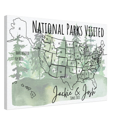 National Parks Visited Pin Map - Out of Office Outfitters - Print Material
