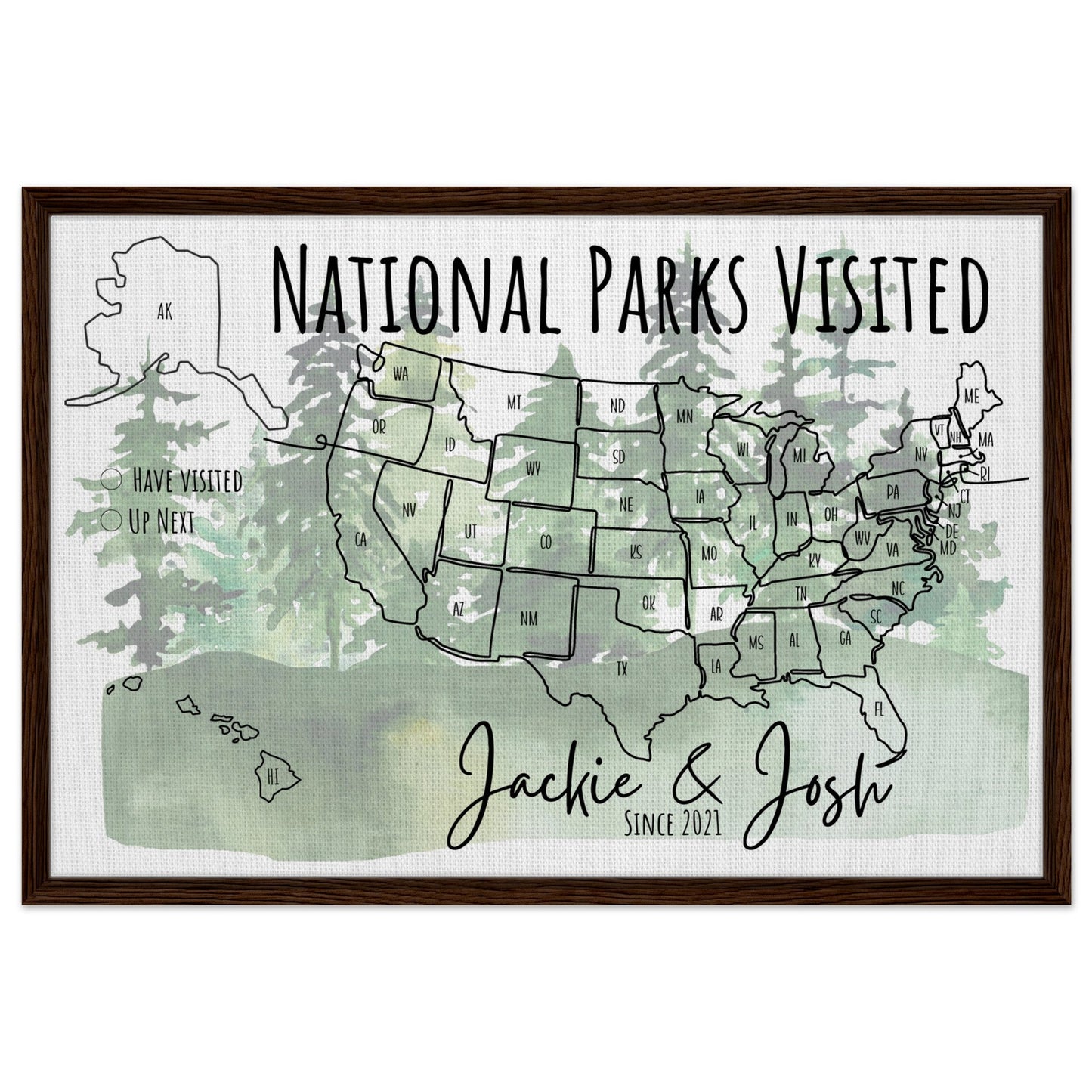 National Parks Visited Pin Map - Out of Office Outfitters - Print Material