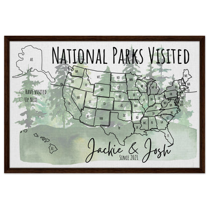 National Parks Visited Pin Map - Out of Office Outfitters - Print Material
