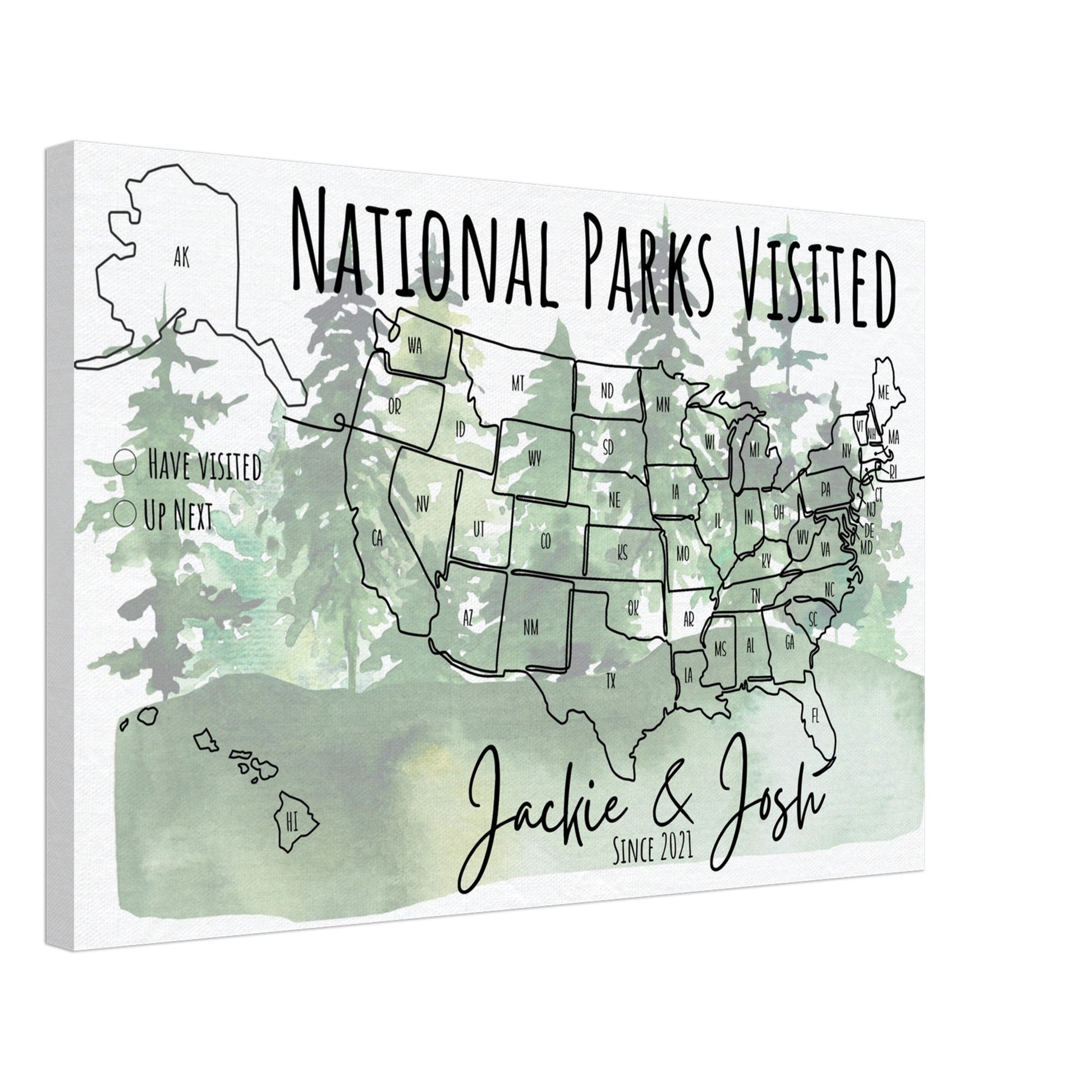 National Parks Visited Pin Map - Out of Office Outfitters - Print Material