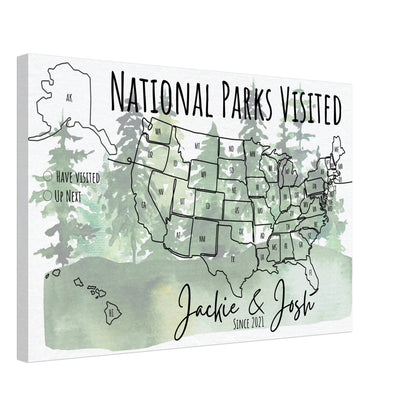 National Parks Visited Pin Map - Out of Office Outfitters - Print Material