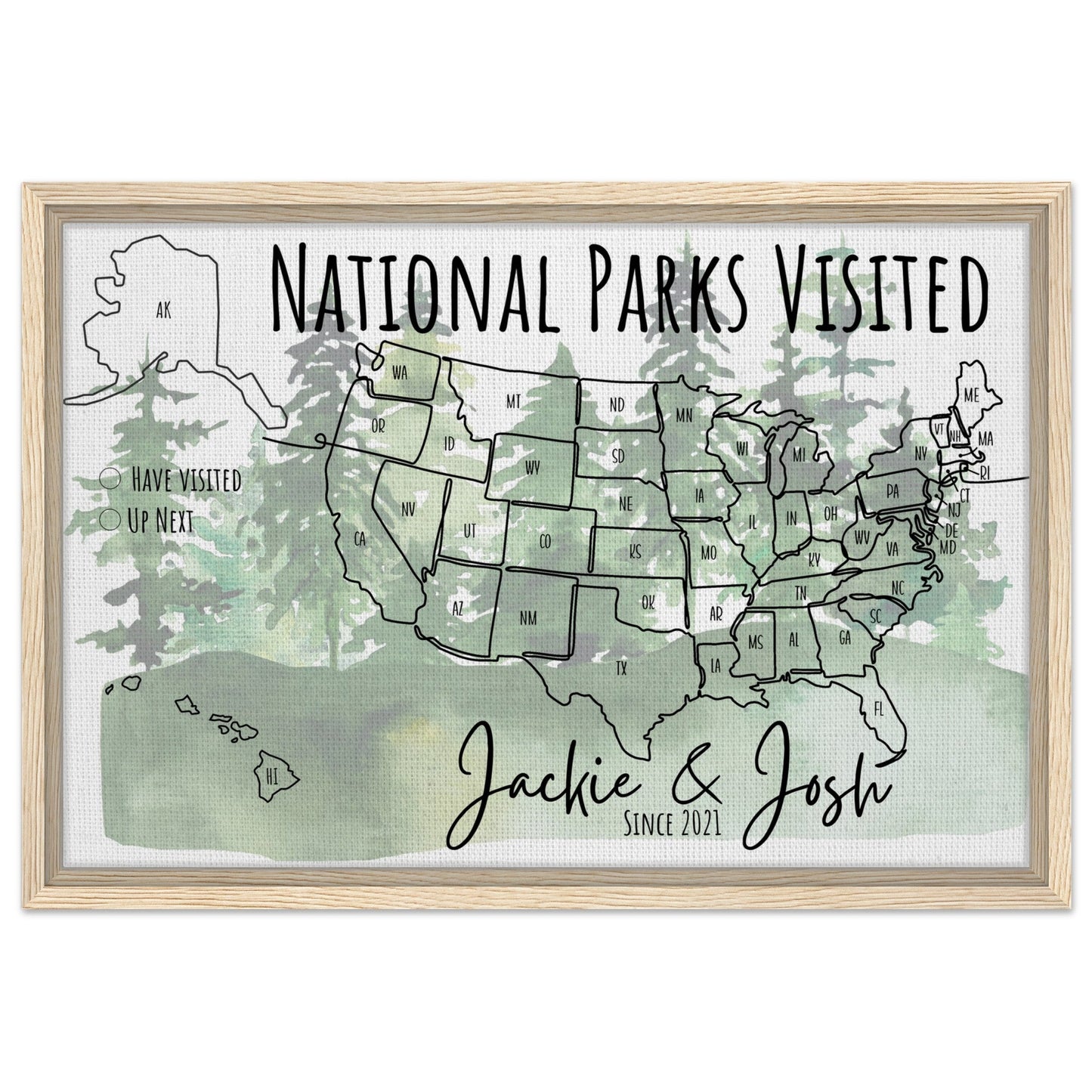 National Parks Visited Pin Map - Out of Office Outfitters - Print Material