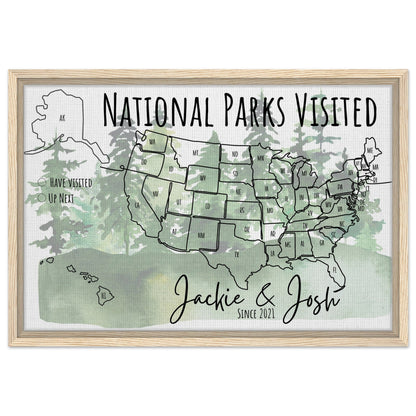 National Parks Visited Pin Map - Out of Office Outfitters - Print Material