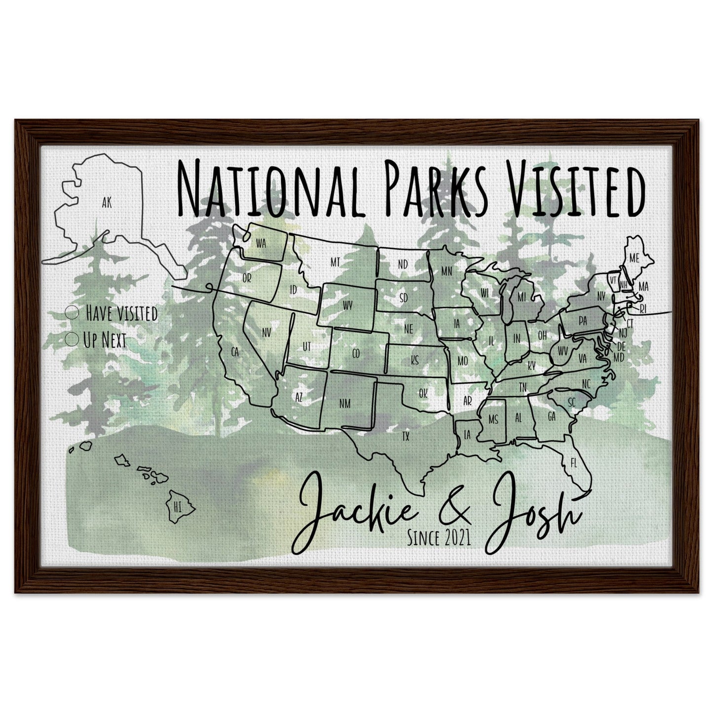 National Parks Visited Pin Map - Out of Office Outfitters - Print Material