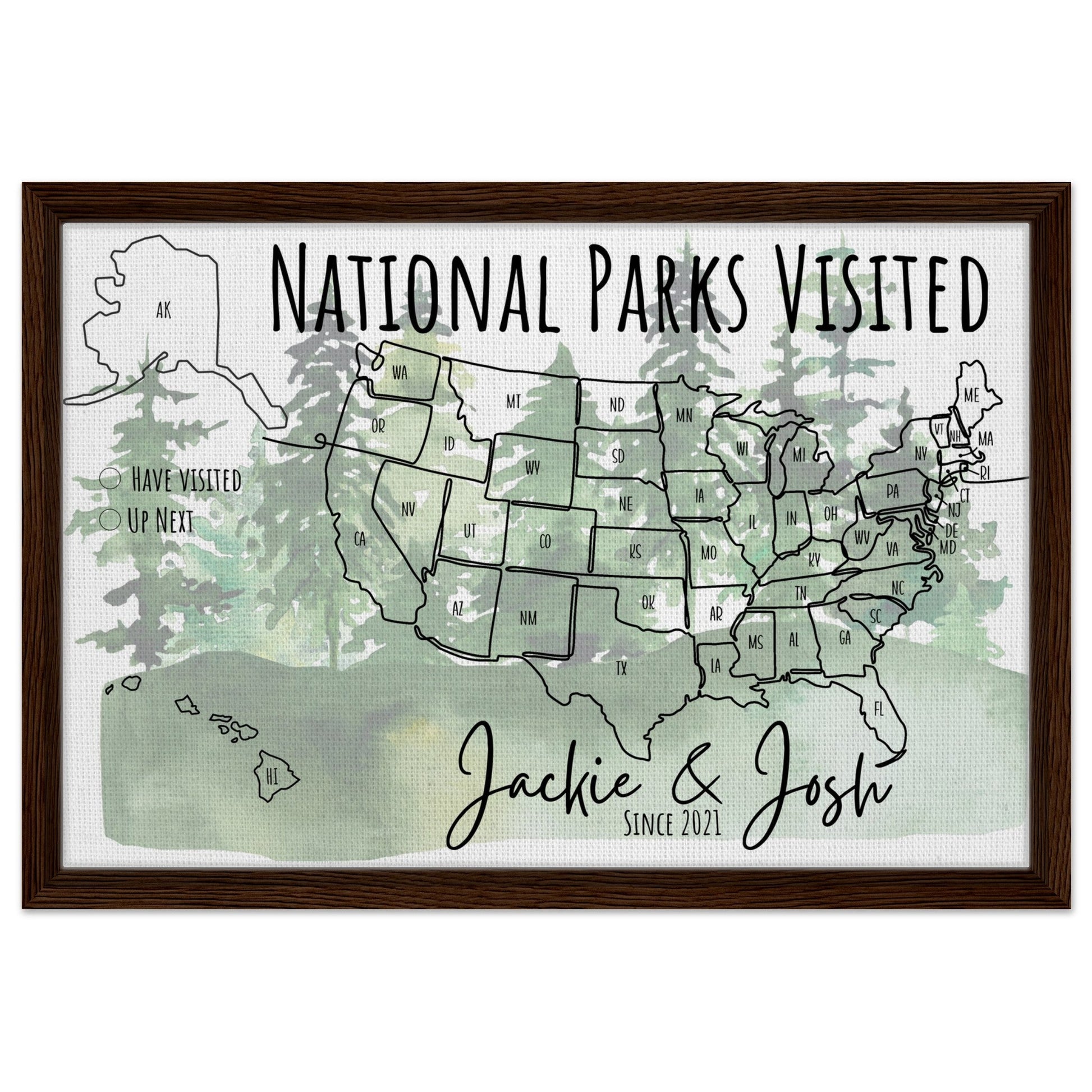 National Parks Visited Pin Map - Out of Office Outfitters - Print Material
