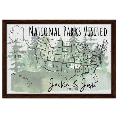 National Parks Visited Pin Map - Out of Office Outfitters - Print Material