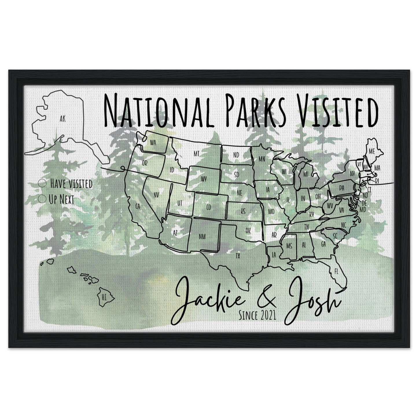 National Parks Visited Pin Map - Out of Office Outfitters - Print Material