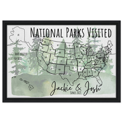 National Parks Visited Pin Map - Out of Office Outfitters - Print Material