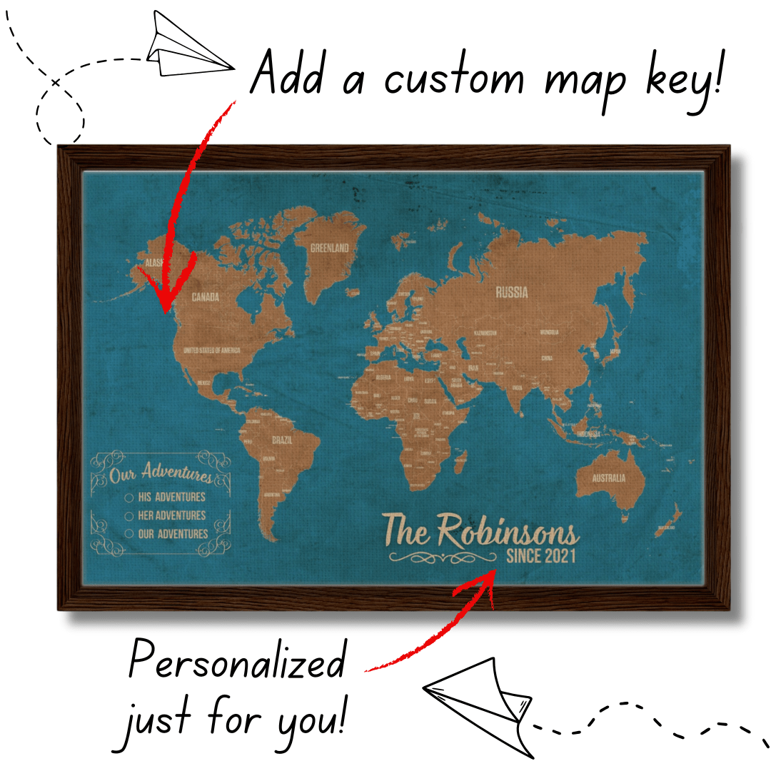 Our Adventures World Pin Map - Out of Office Outfitters - Print Material