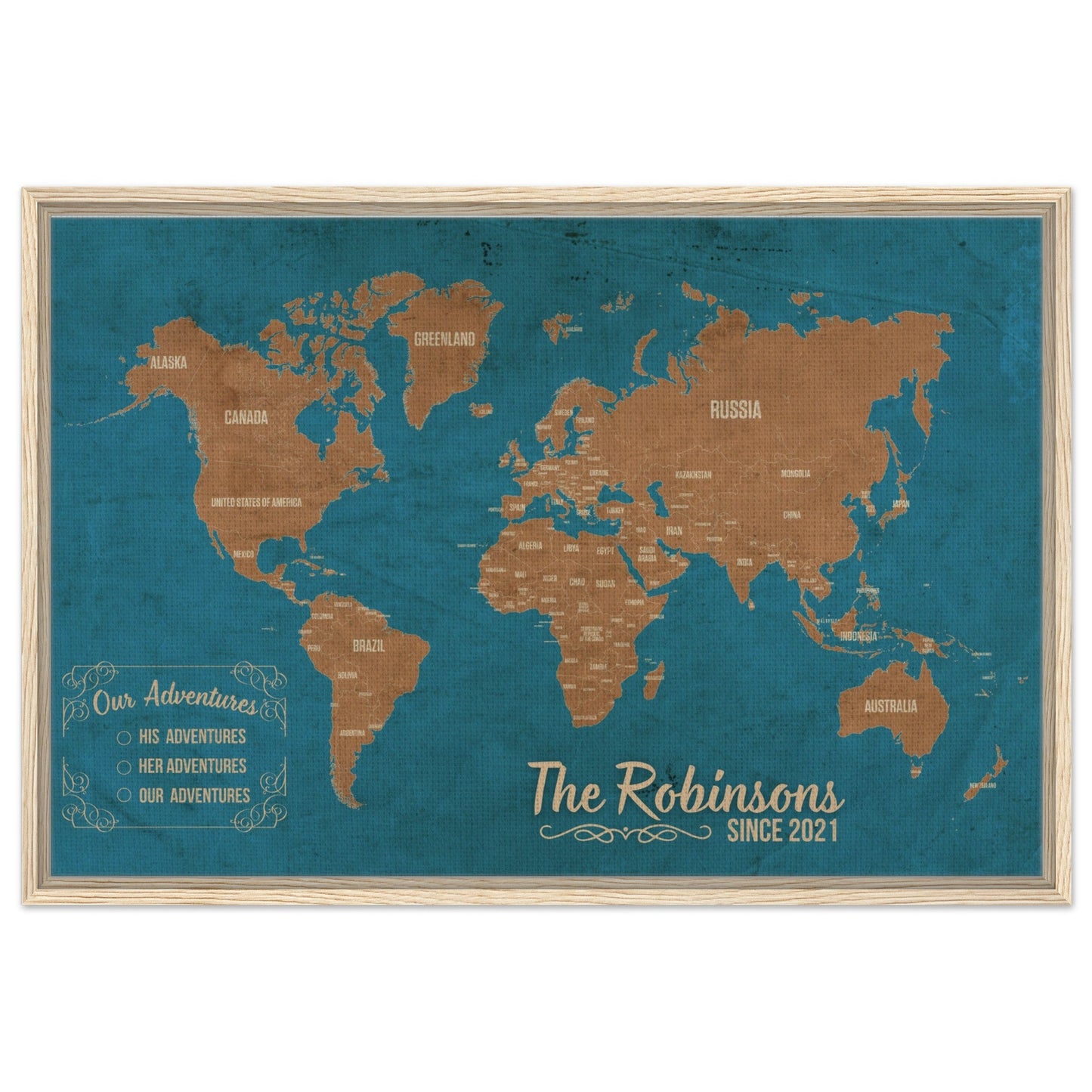 Our Adventures World Pin Map - Out of Office Outfitters - Print Material