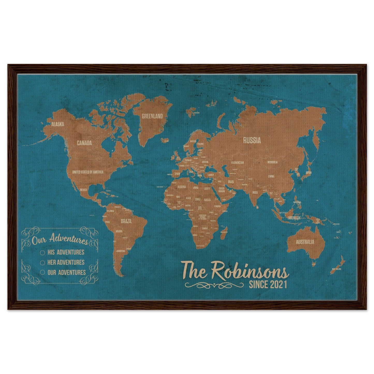 Our Adventures World Pin Map - Out of Office Outfitters - Print Material