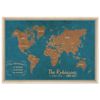 Our Adventures World Pin Map - Out of Office Outfitters - Print Material